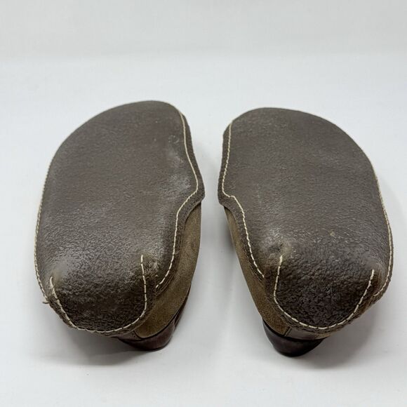LL Bean Slippers Mens 12 M Brown Suede Shearling Lined Comfort Indoor Outdoor